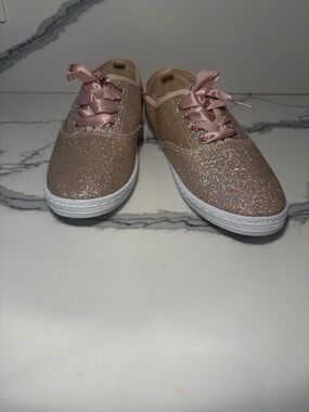 New Women's Glitter Lace-Up Sneaker - Blush Pink